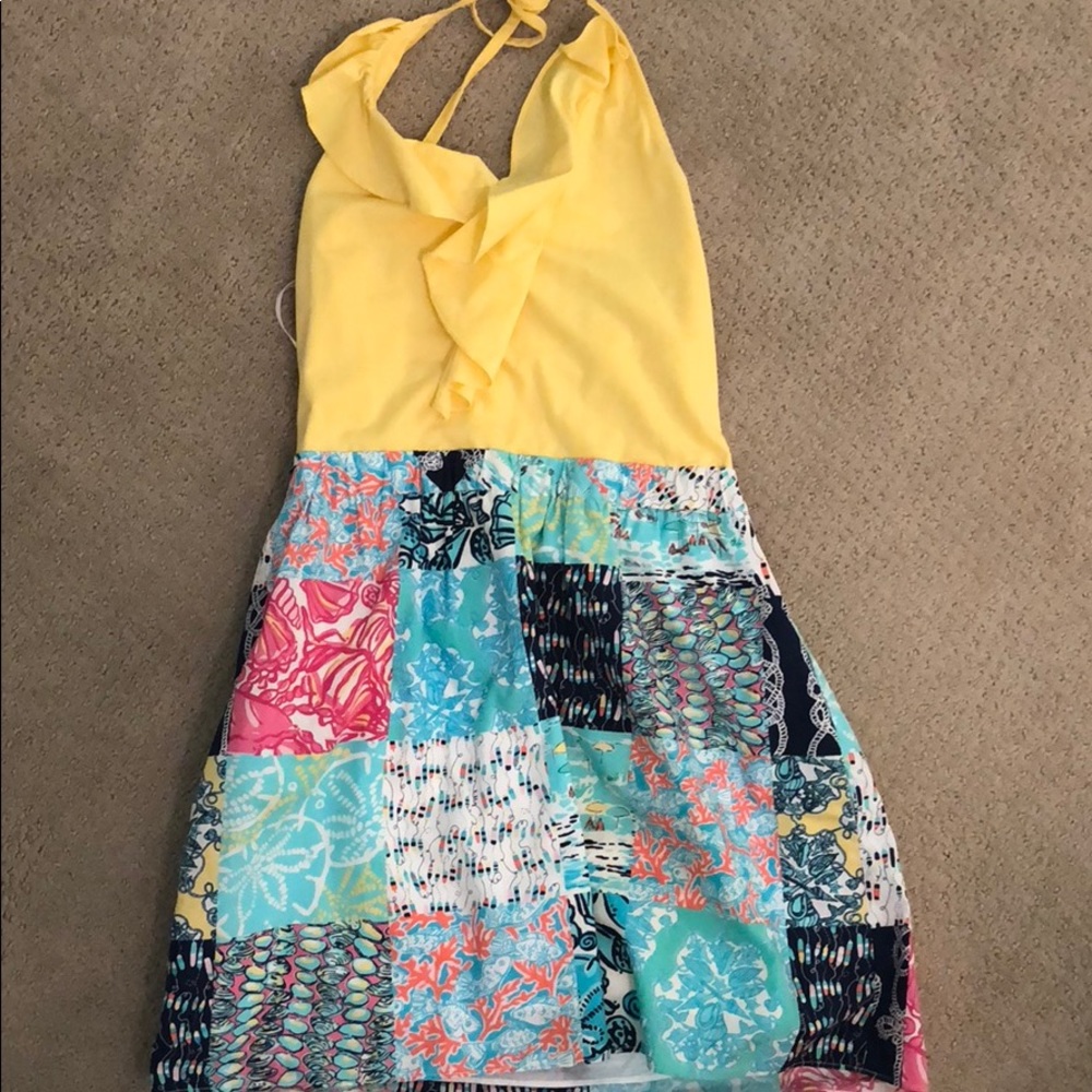 Lilly Pulitzer yellow and patterned dress